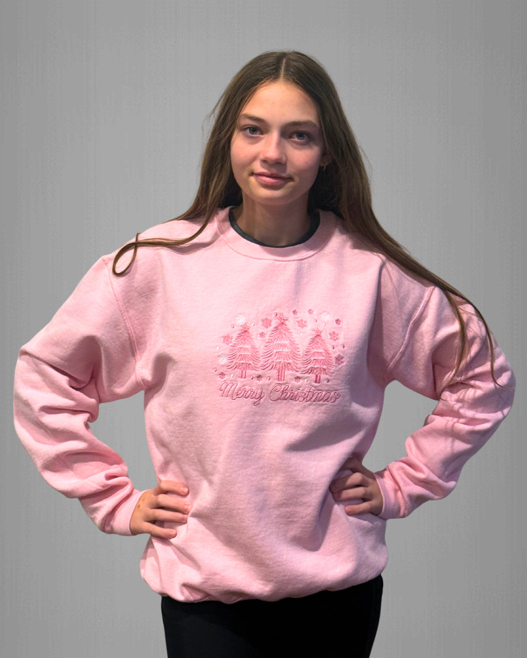 **Pre-Order** Embroidered Merry Christmas with Trees Mono